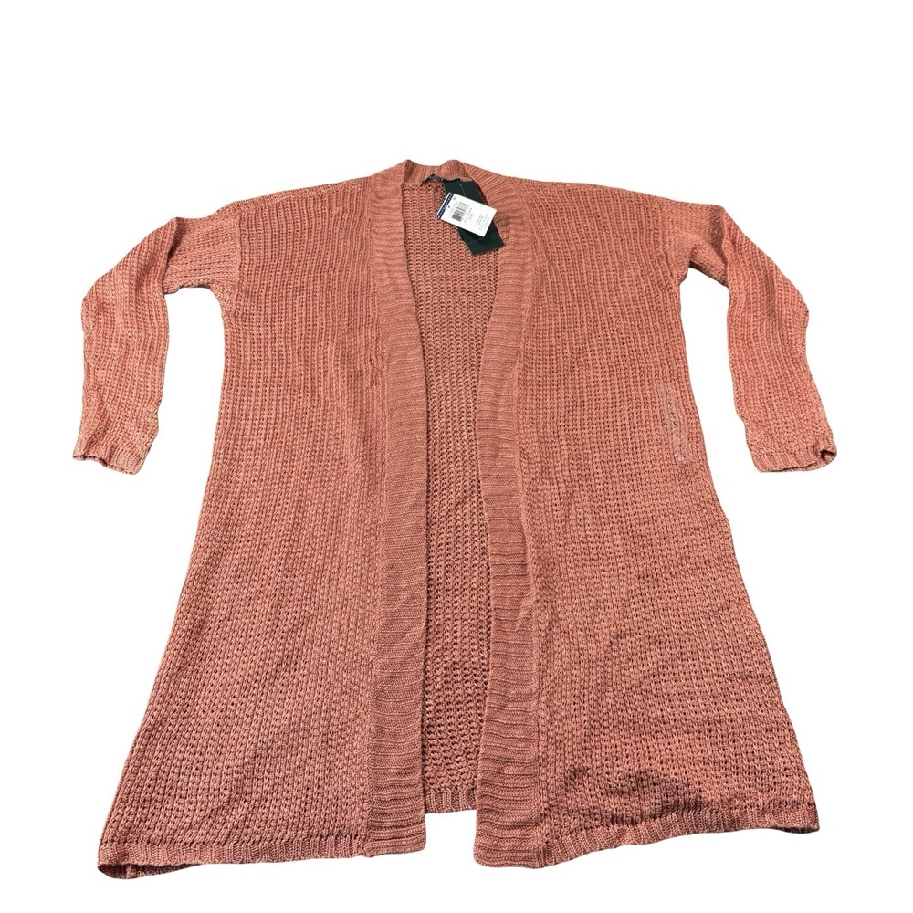 Lauren Ralph Lauren Orange Linen Viscose Blend Cardigan Sweater Womens L NWT
